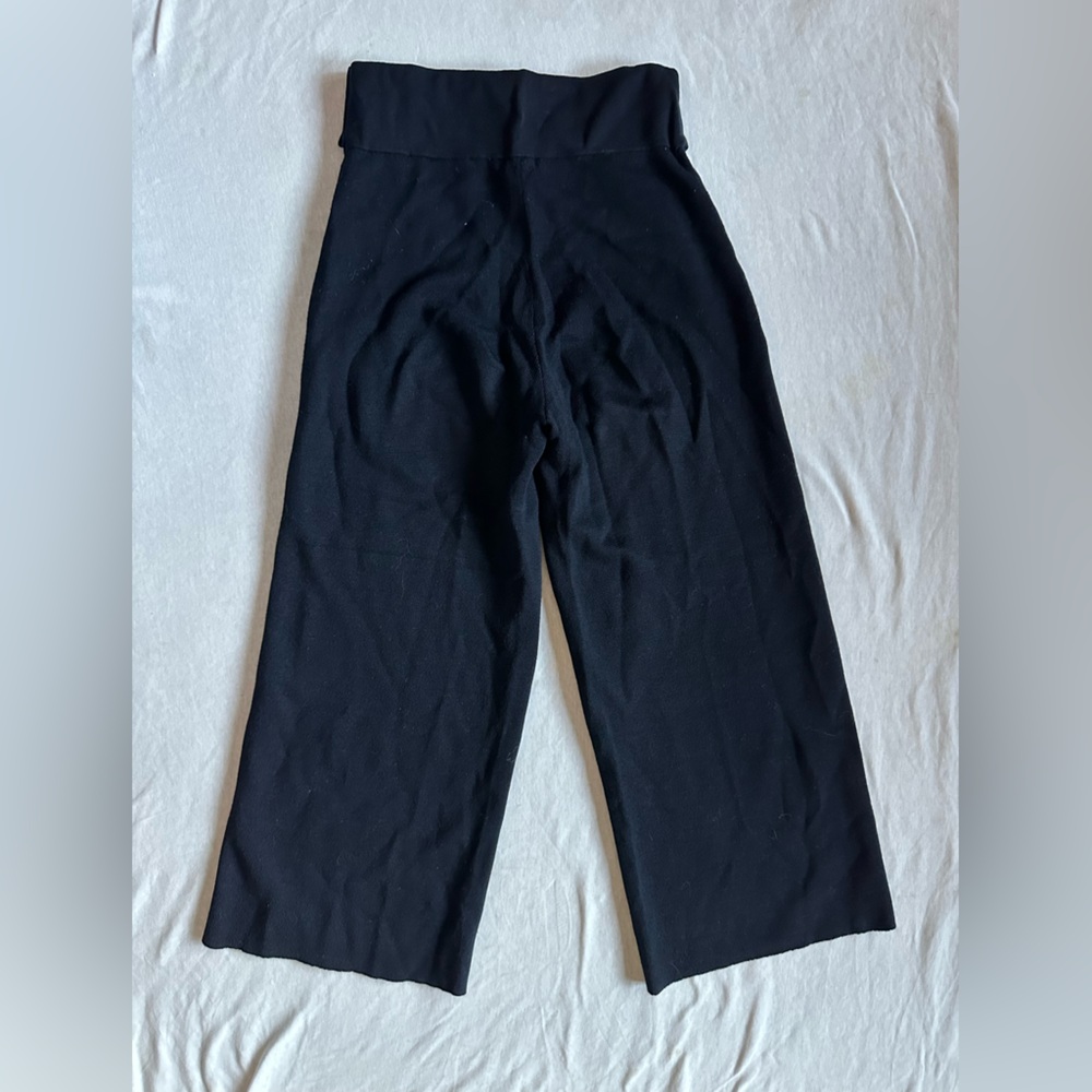 Club Monaco Black Wide-Leg Tie-Waist sweater cullotes knit Pants XS - Picture 7 of 12